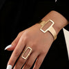 2pcs Simple Design Geometric Open Bracelet Ring Set, Women's Personalized Holiday Party Accessories Gifts - Image 10