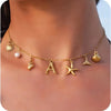 Starfish Shell Initial Necklace Gold Plated Stainless Steel Charm Necklaces Surfer Girl Summer Beach Gift - Image 1