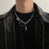 Kpop Zircon Cross Star Beaded Necklace Men Imitation Pearl Star Pendant Necklaces Y2K Hiphop Star Tassel Choker Necklace Unisex - Image 3