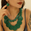 Africa Nigeria Jewelry Set Boho Double-layer Colored Geometric Round Wooden Beads Necklace Earrings For Women - Image 8