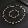 Boho Colorful Crystal Chain Necklace Bracelet for Men Creative Adjustable Link Couple Jewelry Set - Image 6