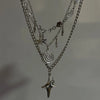 Stainless Steel Spiral Pendant Necklace with Layered Chain and Star Charm - Image 2
