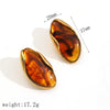 Brown Resin Geometric Shape Earrings Stainless Steel Gold-plated Ear Studs for Women - Image 5