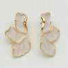 Irregular Metal White Cream Enamel Irregular Petal Flower Earrings for Women Girls Classic Jewelry Gifts - Image 7