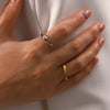 Cast Textured Stainless Steel Open Ring Minimalist Statement Charm Jewelry Women - Image 6