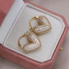 Full Zircon Love Hoop Earrings For Women Shiny Crystal Heart Shaped Temperament Earrings Wedding Jewelry - Image 1