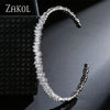 Cubic Zirconia Cuff Bangles for Women Baguette Men Open Bracelet Party Jewelry - Image 1