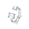 Silver Rectangle Emerald Cut Light Blue CZ Ring Delicate Adjustable Finger Ring For Women Girl Party Jewelry - Image 7