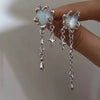 Opal Moonstone Heart-shaped Irregular Star Pendant Tassel Earrings Women Light Goth Jewelry Y2K - Image 1