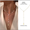 Stainless Steel Lariat Necklace Gold Plated, Dainty Long Necklace Laryered Necklaces For Women Girls, Y Shape Drop Pendant - Image 27