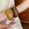 1/3 pcs Round Star Rivet Wood Bangles for Women Retro Ethnic Chunky Wristbands Punk Hip Pop Geometric Hand Jewelry F - Image 3