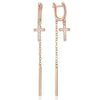 Long Tassel Cross Dangle Earrings For Women Rose Gold Color With Zircon Daily Jewelry - Image 6