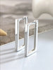 Silver Simple Square Zircon Hoop Earring For Women Engagement Wedding Jewelry - Image 4