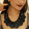Africa Nigeria Jewelry Set Boho Double-layer Colored Geometric Round Wooden Beads Necklace Earrings For Women - Image 9