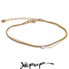Layered Chain Imitation Pearl Chic Anklet Gold Platinum Plated Australia Summer Jewelry Gift - Image 1