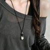 Metal Geometric Droplet Stone Bead Pendant Adjustable Black Leather Rope Long Sweater Chain Necklaces Jewelry Accessories - Image 4