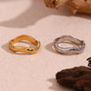 Beat Pattern Wave Plain Ring Gold Plated Women's Rings 316L Stainless Steel Accessories - Image 11