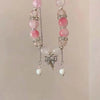 Korean Pink Crystal Flowers Butterfly Pendant Beaded Bracelet For Women Sweet Beaded Chain Bracelet Jewelry Gifts - Image 3