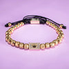 Adjustable Square Bead Bracelet in Black Silver-Tone or Gold-Tone - Image 6
