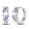 Colorful Cubic Zirconia Huggie Hoop Earrings in Flower Butterfly and Clover Designs - Image 9
