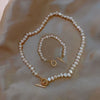 Baroque Freshwater Pearl Simple Design Gold Female Jewelry Sets For Women Necklace Bracelet - Image 1