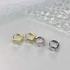 Square Green Zircon Hoop Earrings for Women Golden Silver Color Geometric Huggies Jewelry - Image 4