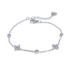 Delicate Cubic Zirconia Flower Chain Thin Bracelet Bangle Stainless Steel Office Ladies Chic Jewelry Gift - Image 8