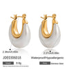 Elegant Gold Color Plated White Resin Pearl Smooth Earring Stainless Steel Jewelry - Image 9