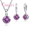 Silver Pendant Necklace Earrings For Women Engagement Jewelry Set Austrian Crystal - Image 8