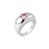 Chunky Striped Ring with Square Crystal in Gold-Tone - Image 11