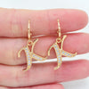 Gold Color Clear Zircon CZ Name Alphabet Initial Letter Dangle Earrings for Women - Image 3