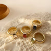 Chunky Striped Ring with Square Crystal in Gold-Tone - Image 16