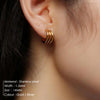 Classic Stainless Steel Hoop Earrings for Women Jewelry Needle Three Row Simply Design Metallic Earring Gifts - Image 2