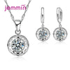 Silver Crystal Pendant Necklace Earrings Jewelry Set For Women Girls Wedding Engagement Jewelry - Image 12