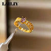 Silver Gold Diamonds Crystals Adjustable Brushed Finish Ring For Women Jewelry - Image 6