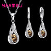 Water Drop CZ Silver Plated Jewelry Set For Women Pendant Necklace Hoop Earrings Wedding Party Ceremoey Anel - Image 11