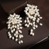 Zakol Elegant Imitation Pearls Flower Earrings Handmade Beading Earring Bridal Wedding Party Jewelry - Image 3