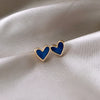 Vintage Heart Shaped Blue White Love Stud Earrings Female Temperament Niche Earrings Retro Little Peach Heart Ear Jewelry - Image 3