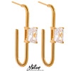 Charm Shiny Cubic Zirconia Stainless Steel Gold Plated Charm Drop Earrings for Women Simple Geometric Jewelry - Image 1