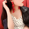 Bohemian Rose Petal Earrings Flower Red Yellow Blue Colors Flower Drop Earrings Long Tassel Earrings Party Wedding Jewelry B - Image 1