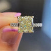 Silver Square Yellow CZ Finger Ring for Women Elegant Wedding Band Accessories Gift Statement Jewelry - Image 2
