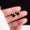Korean Style Black Zircon Stud Earring For Women Shiny Rhinestone Square Geometric Earrings Party Statement Jewelry Gifts - Image 2