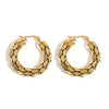 Stainless Steel Textured Metal Round Hoop Earrings for Women Gold Color Geometric Circle Earrings Jewelry - Image 11