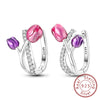 Silver Hoops Earrings Colorful Flower Butterfly Bee Drop Earring For Women Birthday Party Jewelry Gifts - Image 40