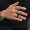 9pcs/Set Kpop Goth Punk Harajuku Metal Thorns Love Heart Star Zircon Ring Set for Women Egirl Vintage Aesthetic Y2K Jewelry - Image 1