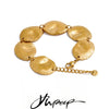 Stainless Steel Hammer Metal Round Statement Bracelet Bangle Gold Color Pvd Plated Attractive Jewelry Gift - Image 1