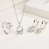 Silver Jewelry Sets For Women Ellipse Zircon Ring Necklace Earrings Accessories - Image 3