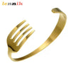 Lennik Creative Stainless Steel Fork Bracelet, Adjustable C-Shaped Open Bangle, Versatile Couple's Jewelry - Image 5