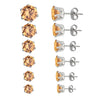 Six-Pair Stainless Steel Stud Earring Set with Cubic Zirconia in Multiple Colors - Image 10