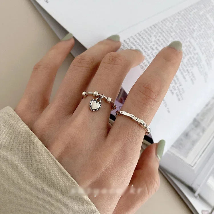 Pleated Open Heart Ring with Sculptural Band - Image 1